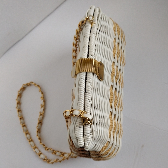 Benchmade Leatherworks  Wicker Straw Shoulder Bag  Woven Chain Strap Cro… - Picture 6 of 16